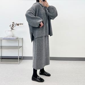 [브리치]  / 55 88 후드 니트 스커트 세트 여성 투피스 겨울 가을