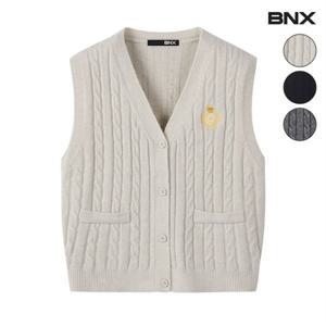 정상가 59,000원 브이넥 꽈배기 자수 니트 베스트 (BW3VT001L0)