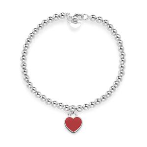 티파니 70299585 (GRP12062) 리턴 투 티파니 레드 하트 태그 비드 스몰 다이아몬드 실버 팔찌