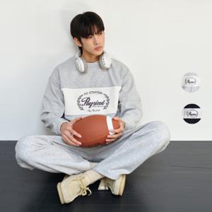 남성 더블니트 블록 오버핏 맨투맨 PHF1TR1030