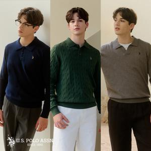 [앱10%][U.S POLO ASSN.] 26SS 플러피코튼 카라니트 3종 남성