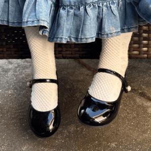 오드리 단정한 펄 여아 플랫 슈즈