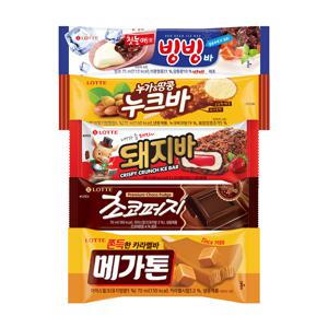 누크바x10개+돼지바x10개+초코퍼지x10개+메가톤바x5개+빙빙바x5개