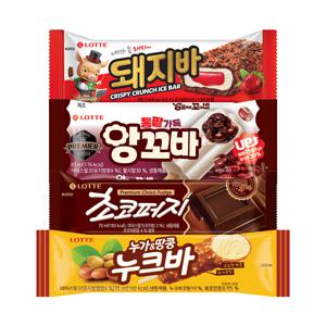 초코퍼지x10개+돼지바x10개+앙꼬바x10개+누크바x10개