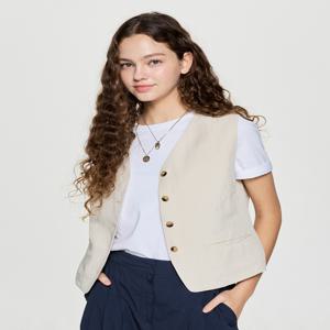 헤지스 여성 [[25FW]] HSJA5C701I1 린넨 베스트 라이트베이지