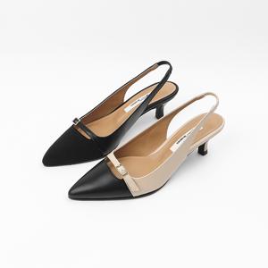신난다슈 여성 구두 슬링백 힐 5cm 여자 스틸레토 펌프스 소가죽 투톤 SS26242