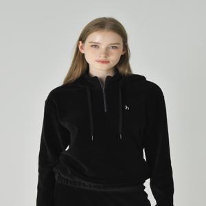 헤지스 골프 여성 [[25FW]] HWTS5D901BK [ONLINE EXCLUSIVE]블랙 여성 골덴 쿼터집 후드 스웨트 셔츠