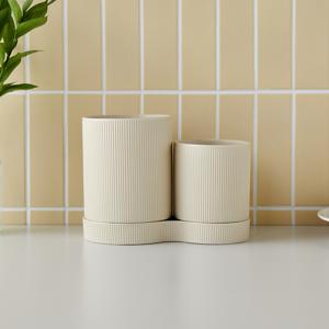 라인 2구 수저통 받침 포함 아이보리