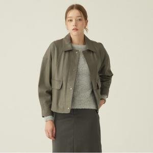 [신비][최초가367,000]램스킨 카라 포켓 디테일 자켓_KSJK240810