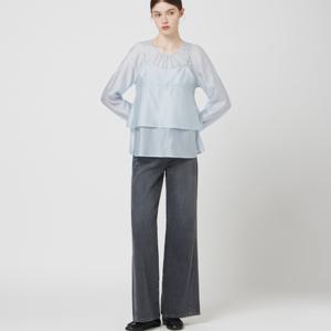 [씨씨콜렉트] 사선 절개 와이드 데님 팬츠 C253PSA401