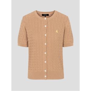 [Essential] 코튼 케이블 라운드넥 반소매 카디건  베이지 (BF625AE01A)