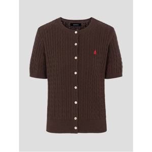 [Essential] 코튼 케이블 라운드넥 반소매 카디건  브라운 (BF625AE01D)