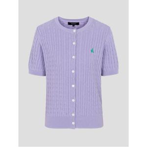 [Essential] 코튼 케이블 라운드넥 반소매 카디건  라벤더 (BF625AE01T)