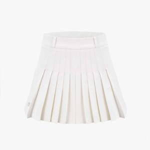 포인트 스냅 플리츠 스커트. (화이트)