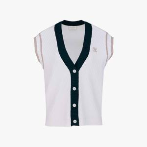 배색 브이넥 베스트 (화이트)