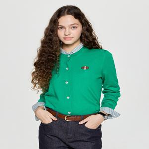 헤지스 여성 [[25FW]] HSSW5DC75E2 [시즌오프][HAZZYS HARRY] 해리 자수 라운드넥 가디건 그린