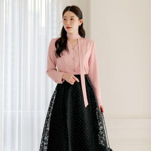 (~XXL까지) 즈넬 투웨이 벨트 타이넥 블라우스 봄 가을 하객룩 오피스룩 모임룩 격식룩 빅사이즈