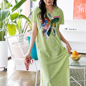 [최초가 228000원] 플라워미학 원포인트 브이넥 롱 드레스(AGMPDF12) GR