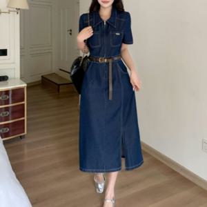 [브리치]  / 템플티 데님 롱원피스 2color