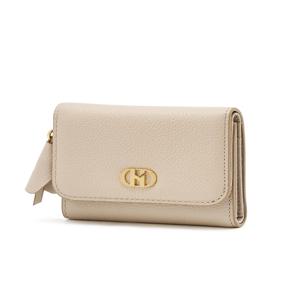 [인기신상]HIWA6E661I2_[NEW H]여성 베이지 H장식 소가죽 지퍼 반지갑 참장식포함