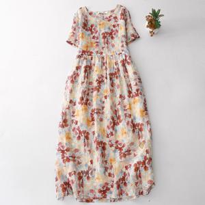 256010 - 플라워 소울 롱원피스 루즈핏 빅사이즈 여름원피스 린넨원피스 면원피스 40대 50대 100사이즈 인견원피스