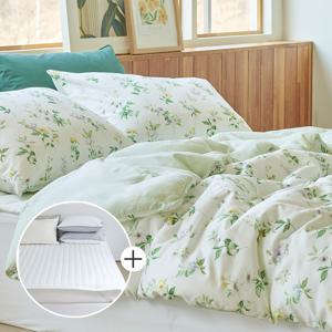 [CJ단독]로벨리아 모달면 호텔식 차렵이불 + 모달 누빔패드 풀세트(싱글/퀸/킹)