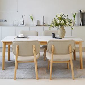 헤이즐 포세린 통세라믹 패밀리 원목 낮은 1800 식탁 세트의자4개포함