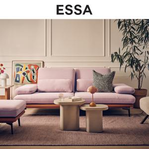 베일리 3인 하프스윙기능 리브 패브릭 소파+스툴