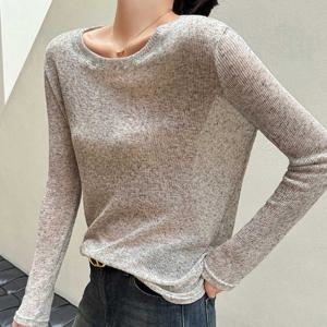 루즈핏 라운드넥 긴팔셔츠 얇은 티셔츠 간절기 이너 여름티셔츠 봄티 시스루 루즈핏티셔츠