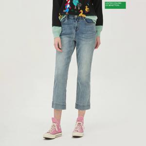 밑단 컷팅 일자 데님 팬츠 BADP19441