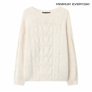 에브리데이] 정상가 69,000원  에브리데이]베이직 라운드 꽈배기 긴팔 니트 (EB4KT044D)