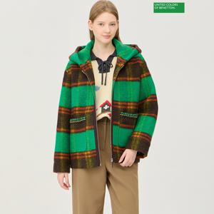 체크 후드 집업 하프 코트 BACT65461