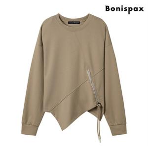 정상가:69,000원｜라운드 지퍼 언발 포인트 베이직 긴팔 티셔츠 (XO4LW004L0)