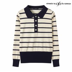 정상가:59,000원 ㅣ 버튼업 세일러 스트라이프 니트 (NP3KT003L0)