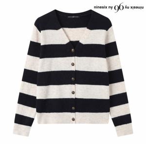 정상가 69,000원 ㅣ 배색 스트라이프 브이넥 가디건 (NP3CK026L0)