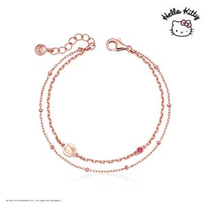 헬로키티주얼리 실버 포인트 두줄 체인팔찌 HLSBR278-P