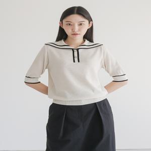 [최초가 86000원] 세일러 투버튼 니트탑