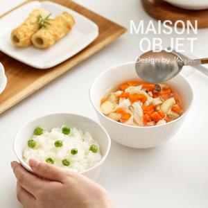 윤도자기 순백 화이트 도자기 공기대접 1인세트 2P