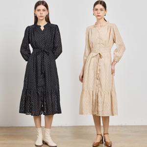 [최초가 78000원] 데일리 로맨틱 도트 자카드 쉬폰원피스