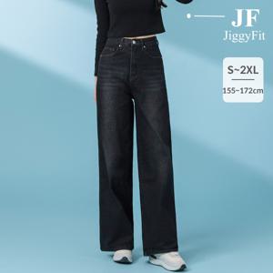지기핏 3단 기장 와이드 밴딩 블랙 데님 팬츠 S~2XL