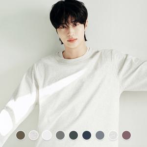 남성 봄 라운드넥 기본핏 솔리드 무지 면 긴팔 티셔츠 026501