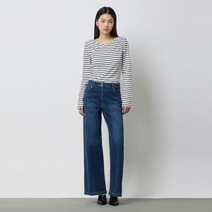 [본사] 비스켓 스트라이프 브이넥 티셔츠_SATS03511WH