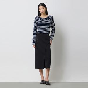 [본사] 비스켓 스트라이프 브이넥 티셔츠_SATS03511NY