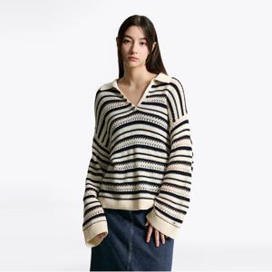 크로쉐 스트라이프 폴로 스웨터 (T22F6KTO042WT10AF)