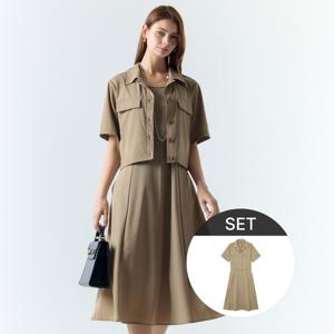 [최초가 99000원] [55~88] 썸머 냉감 크롭 자켓 + 원피스 셋업