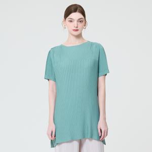 [최초가 158000원] 라운드 플리츠 반팔 롱 티셔츠 블라우스(2colors)_YI05WQPBL81