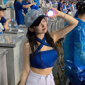 [브리치]  /  만능코디 선데이 레터링 자수 볼캡 데님 배색 캡모자