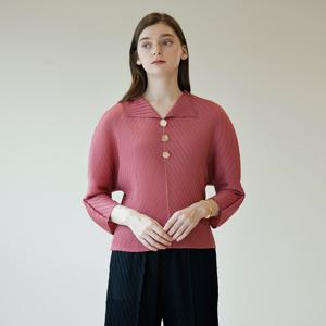 [최초가 185000원] 브이넥 오픈카라 플리츠 블라우스 핑크_YJ08WNPBL06