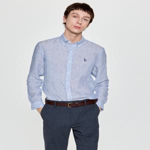 남성 [[25FW]] HZSH5C105N2 네이비 스트라이프 린넨 긴팔캐주얼셔츠