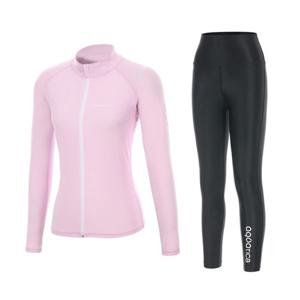 [하프클럽]  여성 래쉬가드집업 AQAWJP23003+하이웨스트 워터레깅스 BK세트